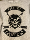 *NEW* ADULT’S PUCK CULT HOCKEY OLD SCHOOL LIGHT GREY HEATHER CREWNECK SWEATSHIRT