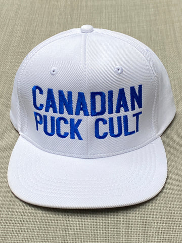 *NEW* PUCK CULT 1972 VINTAGE PERFORMANCE MAPLE WHITE SNAPBACK HAT.