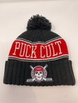 LIMITED EDITION VINTAGE CLASSIC CULT BLACK POM-POM TOQUE (WHITE LETTERS)