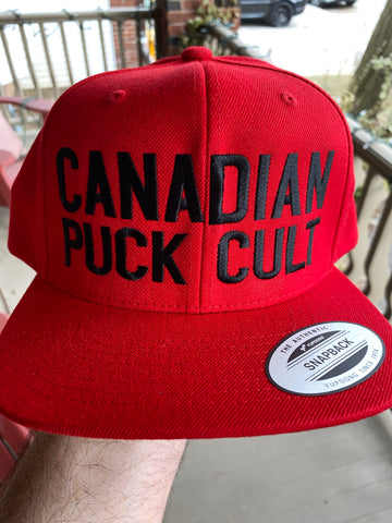 Puck Cult Red & Black Billboard Flatbrim Snapback Hat