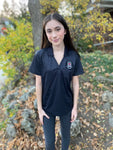 WOMENS BLACK CARBON TENDIES WITH ATTITUDE GOLF SHIRT