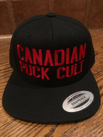 Puck Cult Black & Red Billboard Snapback Hat